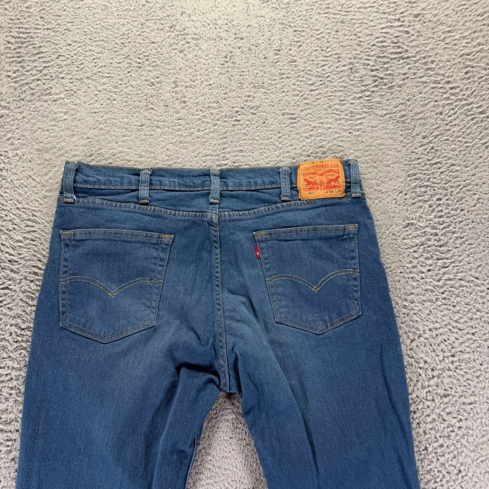 Levi's 511 Jeans Mens 38x30 Blue Cotton Denim Straight Faded Workwear Stretch
